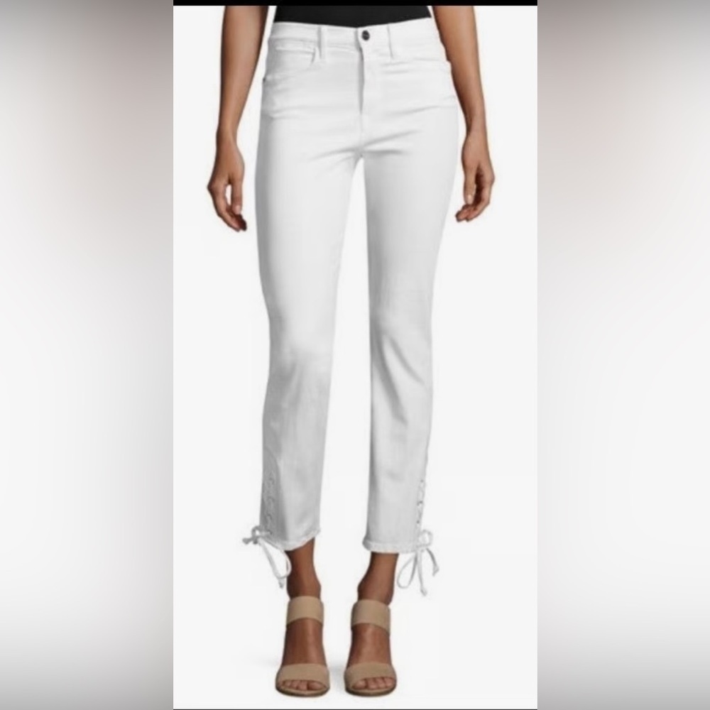Frame Denim White Jeans with Tie Detail